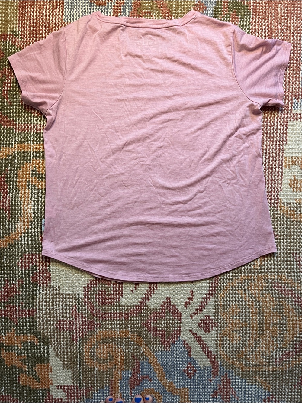 Stio Women’s Pink Wool Blend Slub Crew Neck Short Sleeve Tee Sz Medium Like New - Picture 7 of 7